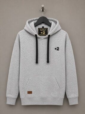 Plus 2 Clothing Grey Marle Tall Hoodie Streetwear Pullover Size LT Premium Fit